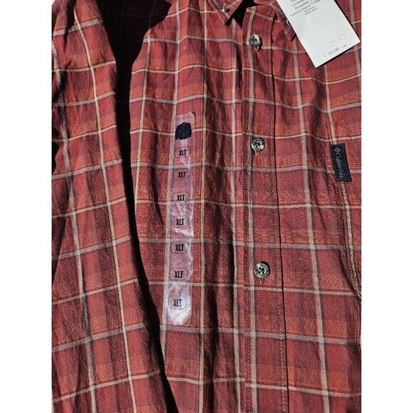 Brand New w Tags Columbia Maroon Plaid Button Down Long Sleeve Men's XLT Shirt - Picture 5 of 6